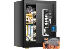 45L Großer Feuerfester Tresor Safe mit Feuersichere Dokumententasche, Digitaler Möbeltresore mit 2 Schlüssel & Herausnehmbarem Regal, Elektronischer Tresor für DIN A4 Ordner Bargeld Medikamente