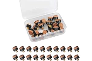CYLOCRYA 20 Stück Billard Queue Spitzen für Snooker Schraubleder Billard Schraubspitzen, Langlebiges Queue Zubehör, Einfache Montage ohne Klebstoff, inkl. Aufbewahrungsbox