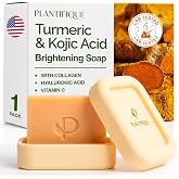 PLANTIFIQUE Kojic Acid Soap | Turmeric Soap with Kojic Acid + Case (x1) | Lab Curcuma Soap Tested | Vitamin C, Hyaluronic Aci