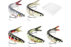 HNCY 5 Pcs Esche Artificiali Spinning, Artificiali Spinning Mare, Kit Esche Artificiali Spinning Mare 3D per Black Minnow, Luccio, Spigola, Esca Artificiale per Acqua Dolce O Acqua Salata
