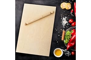 REPLOOD Spianatoia ASSE Stendi Pasta per Impastare in Legno di Betulla Con Mattarello 75x50 Cm