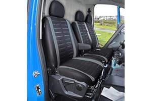 BAAZ Van Seat Covers, Universal Fit Most Trucks Vans Lorry Front Seat Cover, Single & Double Car Seat Covers for Single Driver and Double Passenger Seat 2+1 Seat Covers, 3D Stripe Print (Grey)