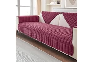 FASCINATDECO Housse de Canapé en Flanelle - Housse de Coussin de Canapé, Housse Canapé d'angle 1/2/3/4 Places pour Canapé Sectionnel, Housse de Canapé en Forme de L (Vin Rouge,45x45cm)