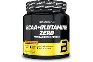 BioTechUSA BCAA + Glutamine Zero | 40 Servings | Vegan | Sugar-Free | Gluten-Free | 2:1:1 Ratio BCAAs | 480 g | Orange