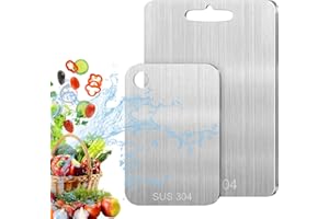 PRZRAO 2 Pezzi Tagliere Acciaio Inox, Tagliere In Acciaio Inossidabile, Doppio Lato per Alimenti, Tagliera Cucina per Uso per Carne, Frutta, Verdura (34 * 23cm+25 * 15cm)