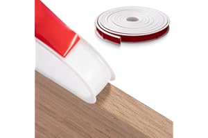 FAKILO 5m×40mm U-Shape Flexible Furniture Edge Banding, White TPE Self Adhesive Veneer Edging Strip Edge Protector, DIY Furniture Edge Trim for Table Cabinets Chairs Shelves Restoration
