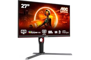 AOC Gaming Q27G3XMN - 27 Inch QHD Monitor, Mini LED, 180Hz, 1ms, GTG, HDR1000, Height Adjust, G-manu (2560 x 1440, 700 cd/m, HDMI 2.0 / DP 1.4)