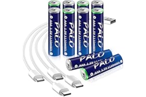 Mspalocell Akumulatory litowe AAA USB-C Akumulator 1, 5 V 1100 mWh, szybkie ładowanie, akumulatory AA z kablem do ładowania typu C, z lampką ładowania, 1300+ cykli, 10 sztuk Bateria Sola