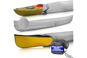 EliteShield Canoe Cover Kayak Cover; Waterproof UV Resistant Marine Grade Polyester Canoe Kayak Boat Storage Cover fits 17 ft-18 ft Long, 120 Inches Girth Gray Color
