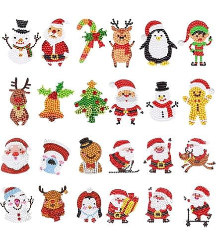 Jodsen 17 Pezzi Kit Adesivi 5D Diamond Painting Natale - Con Strumenti, Regalo Creativo Per Bambini