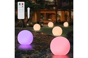 NiceBuy Boule Solaire Exterieur Jardin Piscine Decoration,Boule Lumineuse Exterieure Solaire A Poser Sans Fil Avec TéLéCommande,Boule Solaire Flottante Bassin 30 Cm