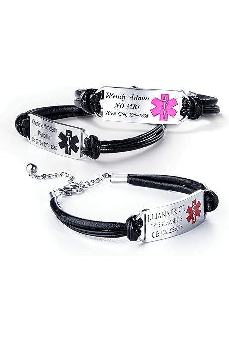 Medical Bracelet 2-Pack Medical Alert Bracelets Adjustable