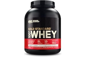 Optimum Nutrition Gold Standard 100% Whey Protein, Muscle Building Powder With Naturally Occurring Glutamine and BCAA Amino Acids, Cookies and Cream Flavour, 71 Servings, 2.27 kg