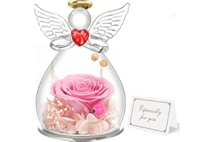 Miofula Rose Eternelle Cadeau Femme, Fleur Eternelle Figurine Ange Cadeau Maman, Cadeau Anniversaire Femme Maman Original, Guardian Angel Cadeaux Noël Fete des Meres pour Maman Mamie Belle Mere