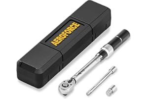AEROFORCE PROFESSIONAL TOOLS AEROFORCE Dynamométrique 1/4", Clé de Torsion 5.0-25.0 Nm, Précision ± 3% con Bouton de Libération Rapide, Barre d'extension, 3/8" Adaptateur pour Vélos Route y Montagne