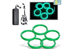 Aogbithy EL Wire, Neon Glowing Strobing Light Super Bright Battery Operated EL Wire Cable for Christmas Party Cosplay Dress Carnival Decoration Festival Halloween (Jade Green, 5*1M)