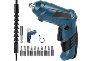 Flintronic Wkrętarka elektryczna, mała wkrętarka akumulatorowa z oświetleniem LED, akumulator 1300 mAh, możliwość ponownego ładowania, wkrętarka akumulatorowa 3,6 V z 10 akcesoriami i kablem USB