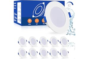 Leselux Spot LED Encastrable Dimmable Avec Variateur, 10x IP44 Spot LED Extra Plat 30mm, 5W Spots Encastrés 4000K Blanc Neutre 450LM, Spot de Plafond 68-80mm Pour Salle de Bain Cuisine 220V-240V