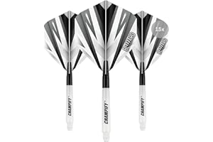 ‎CHAMPIFY Champify® 15 x Fusion Dart Schäfte und 15 x Flights | Kunststoff & Aluminium Shafts und Flights als Dart Zubehör für Steeldarts und Softdarts | Für Dartpfeile mit 2BA Gewinde