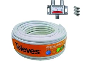 T E C N O V O Z KIT TECNOVOZ 20M Cable antena TELEVES + Mezclador TV/SAT + 3 Conectores F