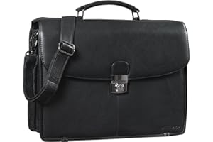 STILORD 'Miguel' Porte-Documents Classique Cuir Noir Homme Serviette de Travail Sac d'affaires Business Bureau Sac pour Portable 15,6 Pouces