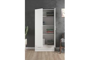 Dmora - Guardaroba 2 ante Audette, Mobile camera da letto, Cabina armadio portabiti, Armadio appendiabiti, 79x36 h170 cm, Bianco