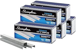 Swingline Staples, S.F. 4, Premium, 1/4" Length, 210/Strip, 5000/Box, 5 Pack (35481)