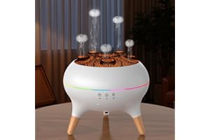 ‎BINDOKUN Flammen Aroma Diffuser, 250mL Luftbefeuchter Schlafzimmer, 2 Spray Muster DuftöL Diffuser,Air Diffuser Humidifier mit 7 Farben LED-Licht & Timing-Funktion Defuser für Kinder (V80-Weiß-2)