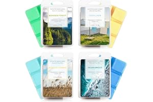 SCENTORINI Ceras Perfumadas para Derretir Aromáticas 100% Cera de Soja Fragancia, Aromaterapia，Aroma Lino Fresco, Bosque Bohemio, Brisa Marina, Viento en Verano 70.9 g x 4