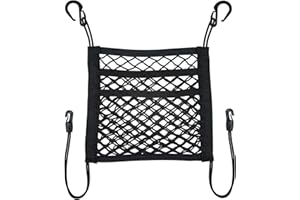 VEHIRIE Organizador de Malla de 3 Capas para Asiento de Coche, Red de Almacenamiento con Bolsillos Elásticos para Botellas y Comestibles