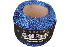 JTS RIBBON DESIGN LINCATEX Gold Rush Metallic Decorative Thread 80 Metre Rolls 17 Colours (Royal Blue)