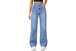 TACNISEYW Wide Leg Jeans For Women UK Elasticated High Waist Flare Denim Trousers Baggy Stretch Straight Leg Jeans Loosefit Y2K Slim Fit Boyfriend Denim Pants Pull On Bootcut Jeggers With Pockets Streetwear