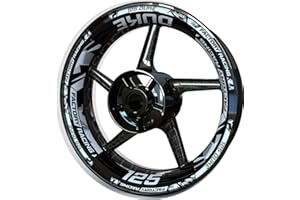 FOOQS Pegatina para llanta de moto F2 para KTM 125 Duke (negro/blanco)