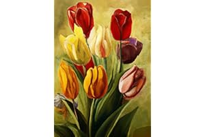 Reofrey 5D Diamond Painting Pittura Diamante Pittura a Olio Tulipano Fai da Te Diamond Painting Trapano Completo Ricamo Punto Croce con Strass Arte e Artigianato Decorazione per Casa e Pareti 30x40cm