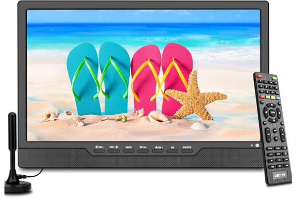 SOYAR DVB-T2 bärbar digital-TV, 14,0-tums LCD, uppladdningsbart batteri, miniTV, freeview, USB-kontakt, fjärrkontroll, AV-ingång, HDMI-in.