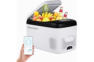 EUHOMY 25L Camping Fridge Freezer with APP Control, 12V/240V Dual Voltage, -20℃ to 20℃ Ultra-Quiet Compressor Car Fridge for Travel, Outdoor Adventures & Home Use