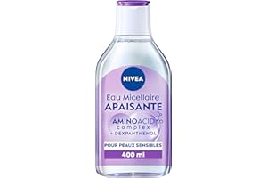 NIVEA MicellAIR SKIN BREATHE Eau Micellaire Peaux Sensibles (1 x 400 ml), démaquillant 3 en 1 sans parfum ni colorant, nettoyant visage, yeux & lèvres