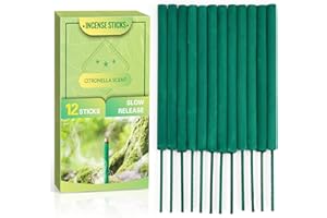 SCENT-HI Citronella Incense, Lemongrass Citronella Essential Oil, 12 Incense Sticks, Long Time of Combustion for Summer, Outdoor, Indoor, Worship, Aromatherapy, Yoga, Travel, Garden, Camping, BBQ