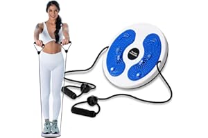 SHOPOS Taillentwister mit Zugseil Twist Waist Disk Fitnessgerät für Zuhause zum Abnehmen Disc Board mit Kordelzug bis 150kg Twistscheibe Hüfttrainer…