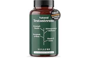 Nullure Natural Testo | Testosterone Supplements for Men | Tribulus Maca Ashwagandha Zinc Fenugreek | Third-Party Tested in Germany | Vegan, No additives, No Magnesium Sterate | 120 Caps (2 Months)