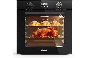 Electric Oven Built in 60L Single Oven Cooksir，Built in Oven with Grill & Enameled Baking Tray, 2800W 13 Amp Oven with Plug, 60cm Installed Ovens with 9 Function, 0-10H Timer, Removable Door