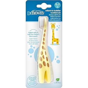 Dr. Brown's Brosse à dents d'apprentissage pour bébé à tout-petit, girafe, 0-3 ans
