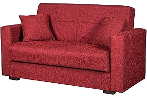 Arredo Stock Divano letto 2 posti tessuto rosso, 160x83x73 cm