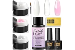 PEACECOLOR Gel Unghie Ricostruzione e 3 Colori Poly Estensione Gel UV per Unghie Rosa Bianco Chiaro UV Gel con 30ml Nail Slip Solution Gel per Unghie Builder
