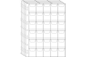 UNCLE PAUL Pagine per la Raccolta di Monete di Zio Paul 5 Fogli 30 Tasche Inserti per Portamonete Standard a 9 Fori Buste per Raccolta di Monete CS03530