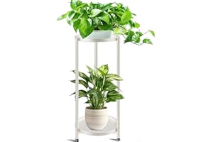 KHayRovies 2 Tier Plant Stand Indoor Tall, Corner Round Plant Stand for Indoor Multiple Plants, Metal Flower Pot Stands Outdoor Holders Plant Shelf Display Rack for Balcony Living Room