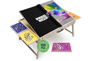 PUZZLE READY Planche de Puzzle prête à l'emploi avec tiroirs colorés et Tapis de Couverture Planche de Puzzle en Bois de (1500 Stück (Tisch mit Beinen))