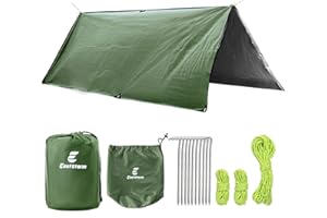 E EASTSTORM 12×8.5ft Hammock Rain Fly Tent Tarp，High-Strength Blanket with Waterproof Windproof Moisture resistance Insulation，Multifunctional for Camping Shelter Anti-UV Basha Sunshade Tarpaulin Mat