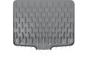 Wihozte Silicone Draining Mat, Large Non-Slip Silicone Dish Drying Mat, Fast - Tableware Fruit Vegetable Draining Board Mat, Folding Drying Mat for Kitchen Counter Sink Camping (1PCS Grey)