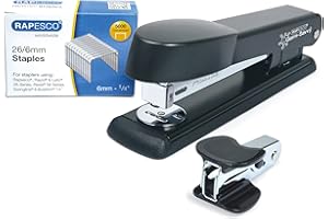 Rapesco 1471 Germ-Savvy Antibactérien, Agrafeuse Marlin avec Dégrafeuse R4 et 5000 Agrafes 26/6 mm,Noir